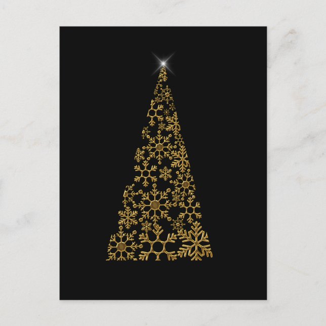 Cartes Pour Fêtes Annuelles Noël contemporain noir et or (Devant)