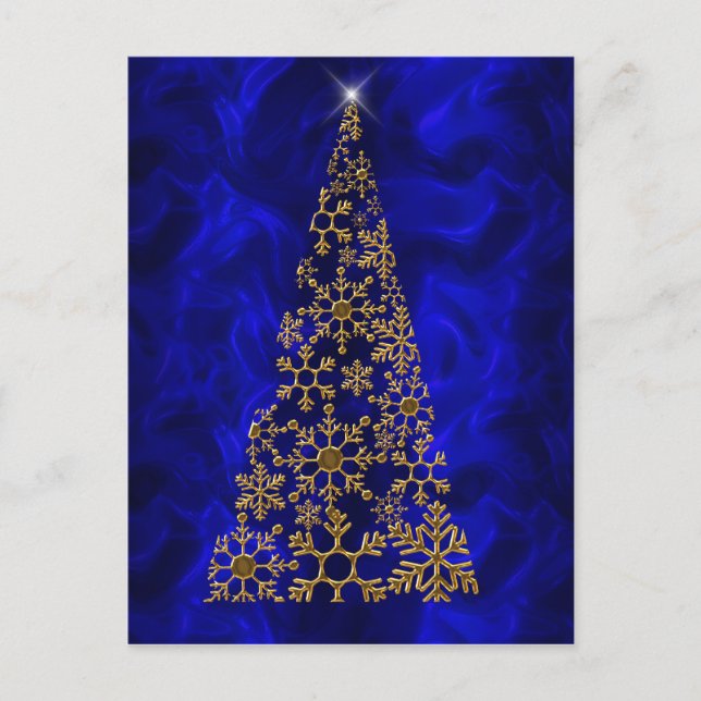 Cartes Pour Fêtes Annuelles Noel contemporain or et bleu (Devant)
