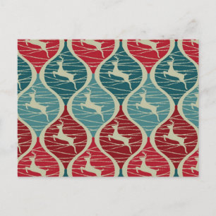 Cartes Pour Fêtes Annuelles Noël cool Retro Rouge et Bleu Reindeer