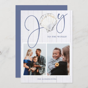 Cartes Pour Fêtes Annuelles Noël côtier Joy Seashell Holiday 2 Photos