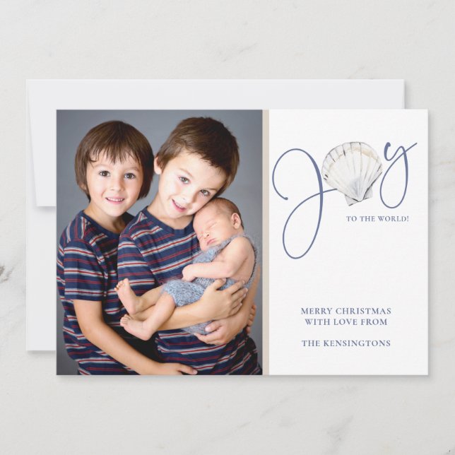 Cartes Pour Fêtes Annuelles Noël côtier Joy Seashell Holiday Photo (Devant)
