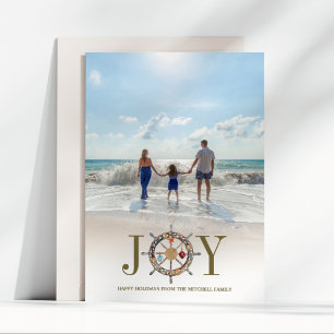 Cartes Pour Fêtes Annuelles Noël côtier   Nautical Holiday Joy Photo
