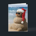 Cartes Pour Fêtes Annuelles Noël côtier Snowman sur la plage<br><div class="desc">Noël côtier Snowman sur la plage</div>