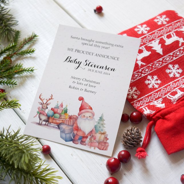 Cartes Pour Fêtes Annuelles Noël couleur d'eau père Noël et rennes (Créateur téléchargé)