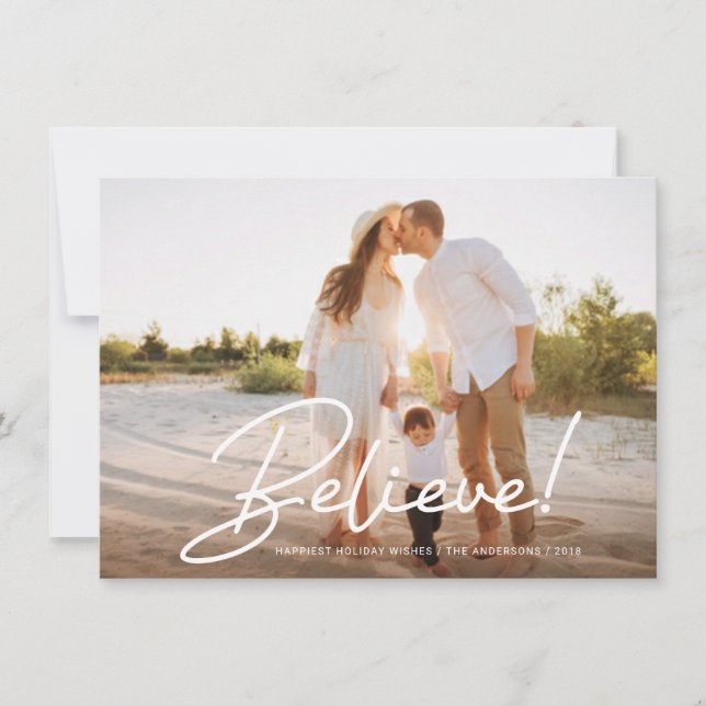 Cartes Pour Fêtes Annuelles Noël Croire à la mode manuscrite photo (Devant)