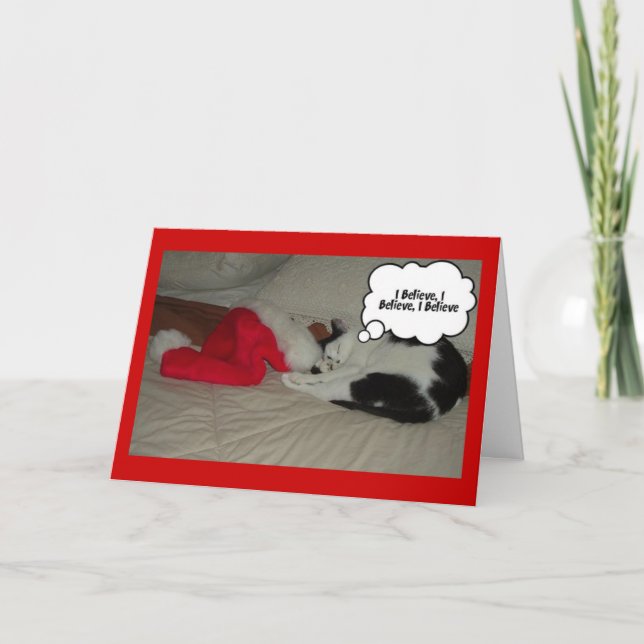 Cartes Pour Fêtes Annuelles Noël Croire Kitten noir et blanc (Devant)