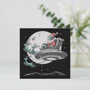Cartes Pour Fêtes Annuelles Noël Cryptide Alien Père Noël UFO Vintage 
