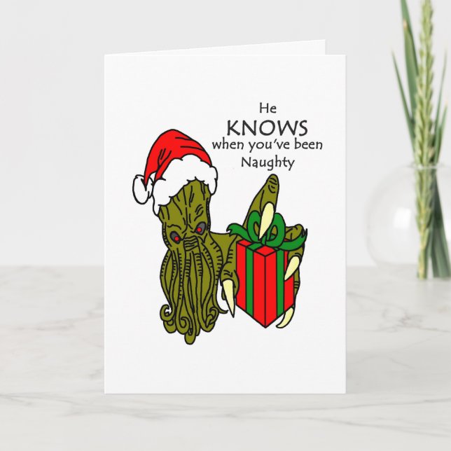 Cartes Pour Fêtes Annuelles Noël Cthulhu (Devant)