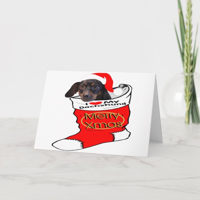 Cartes Pour Fêtes Annuelles Noël Dachshund (Devant)