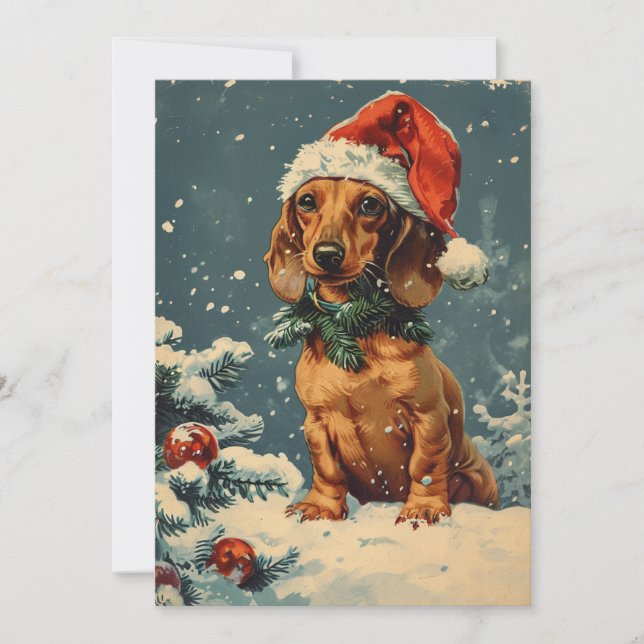 Cartes Pour Fêtes Annuelles Noël Dachshund (Devant)