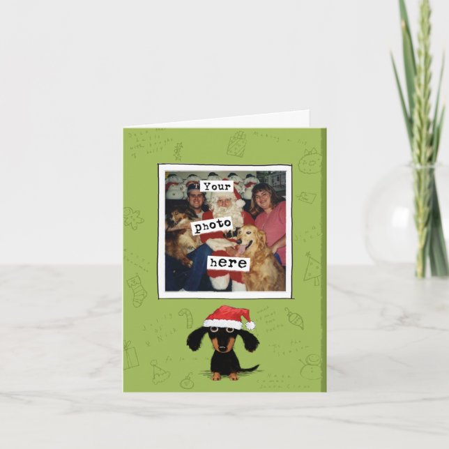 Cartes Pour Fêtes Annuelles Noël Dachshund | Wiener Dog Père Noël Votre Photo (Devant)