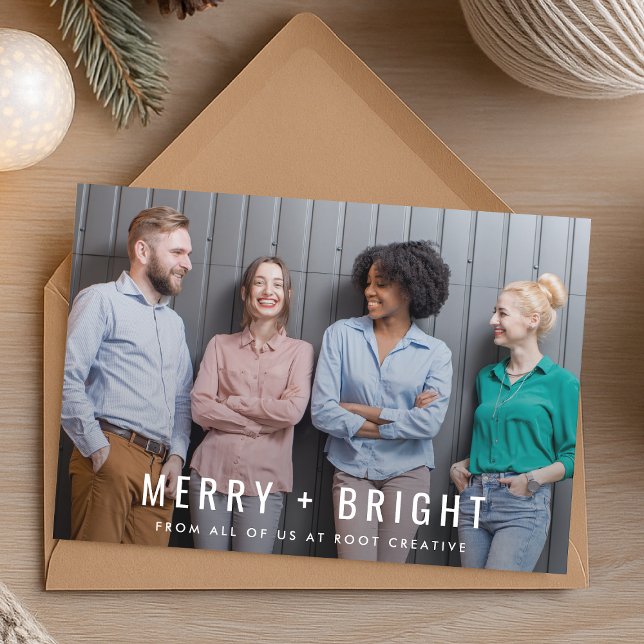 Cartes Pour Fêtes Annuelles Noël d'affaires | Team Photo Merry et Bright (Add your company team photo and share your warmest wishes to clients and staff)