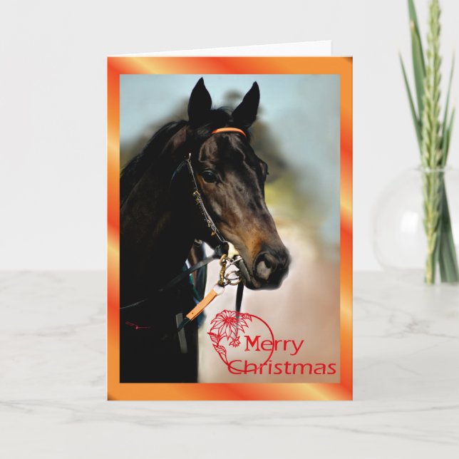 Cartes Pour Fêtes Annuelles Noël d'animal de Joyeux Noël de cheval de Noël (Devant)
