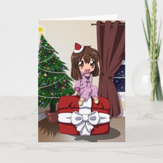 Cartes Pour Fetes Annuelles Noel D Anime De Chibi Blanc Zazzle Fr