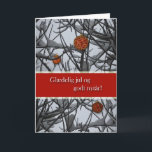 Cartes Pour Fêtes Annuelles Noël danois, ornements en neige<br><div class="desc">Des ornements de Noël nichés dans des branches enneigées ornent la couverture de cette carte de Noël danoise. Copyright © Shoaff Ballanger Studios.</div>