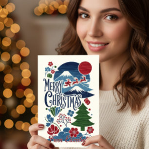 Cartes Pour Fêtes Annuelles Noël dans le style de la gravure sur bois japonais