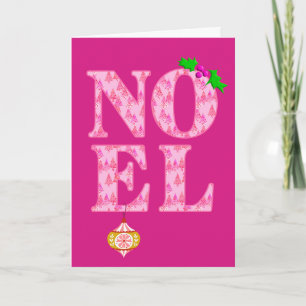 Cartes Pour Fêtes Annuelles NOEL dans un Motif d'arbre de Noël rose