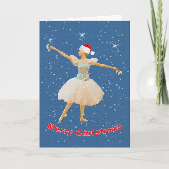 Cartes Pour Fêtes Annuelles Noël, danse de ballerine dans la neige (Devant)