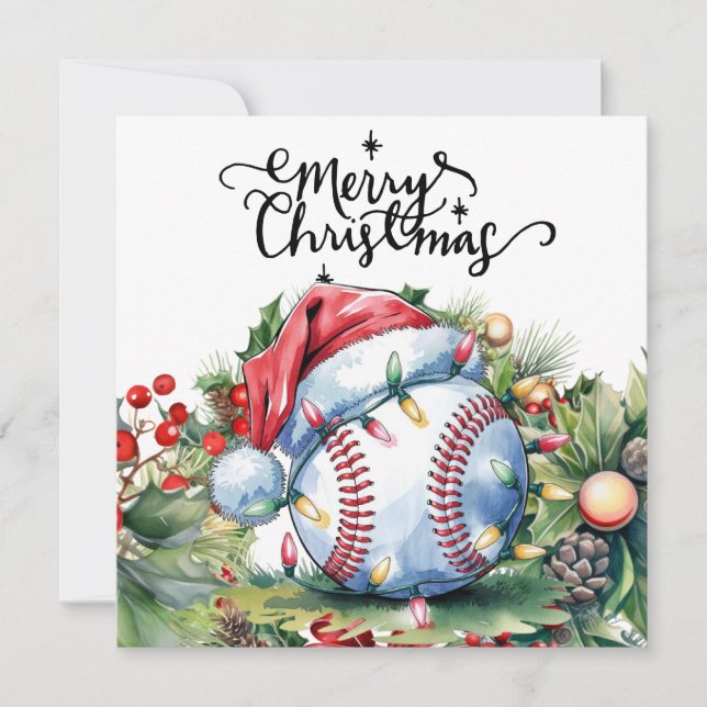 Cartes Pour Fêtes Annuelles Noël de baseball (Devant)