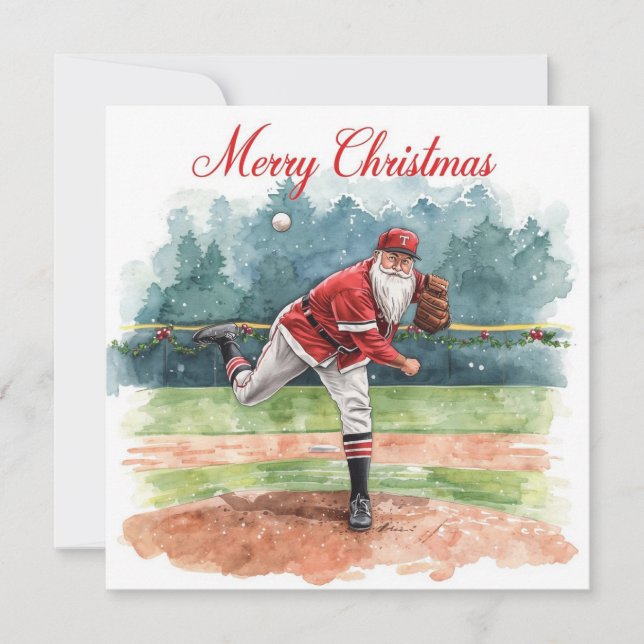 Cartes Pour Fêtes Annuelles Noël de baseball (Devant)