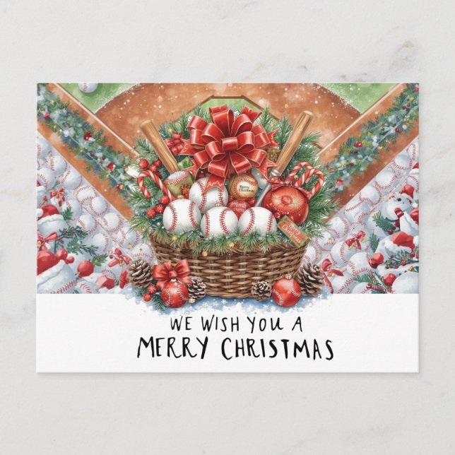 Cartes Pour Fêtes Annuelles Noël de baseball (Devant)