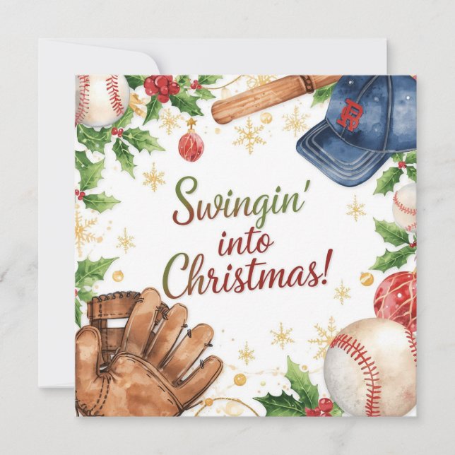 Cartes Pour Fêtes Annuelles Noël de baseball (Devant)