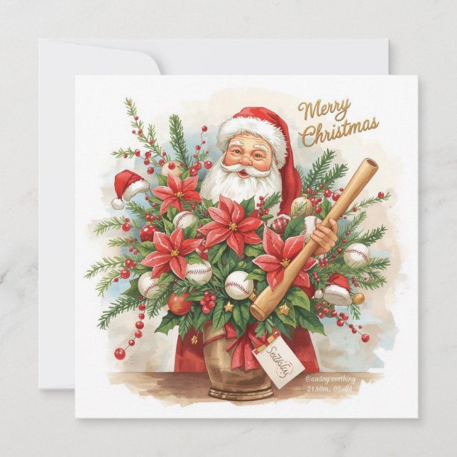 Cartes Pour Fêtes Annuelles Noël de baseball (Devant)