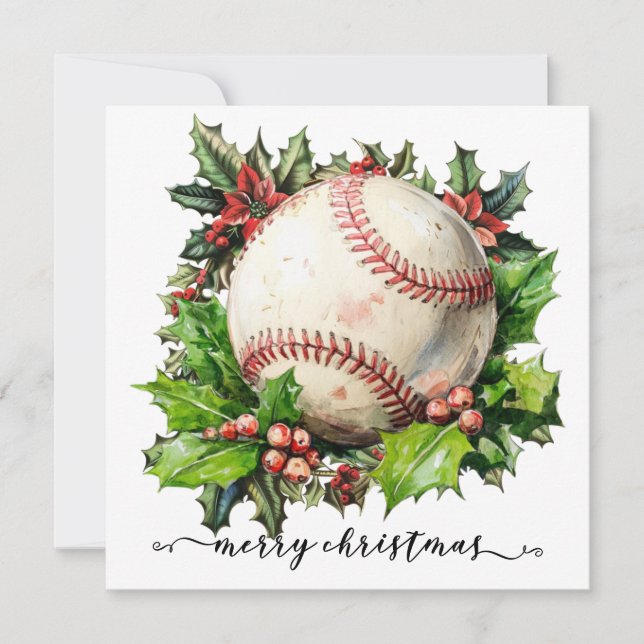 Cartes Pour Fêtes Annuelles Noël de baseball (Devant)