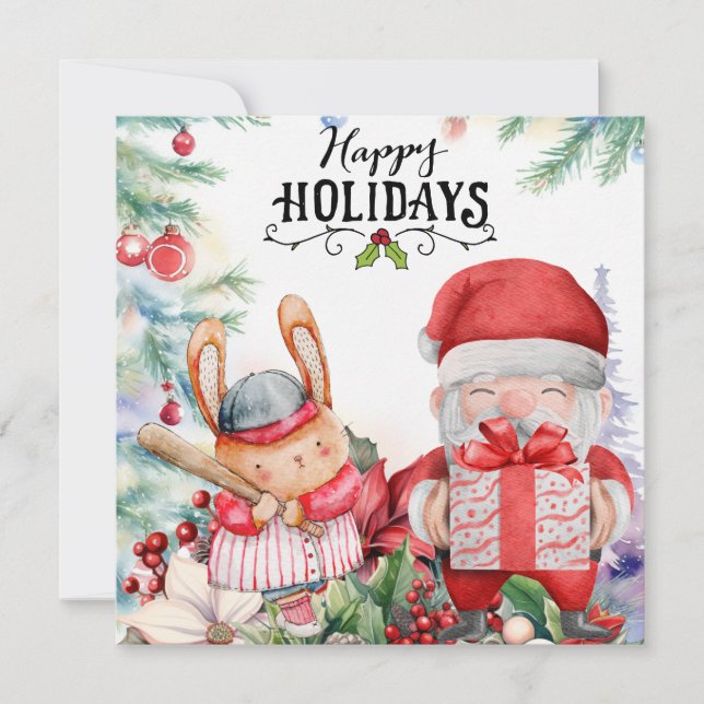 Cartes Pour Fêtes Annuelles Noël de baseball (Devant)