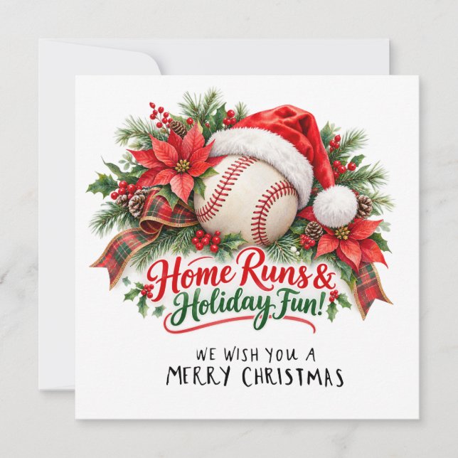 Cartes Pour Fêtes Annuelles Noël de baseball  (Devant)