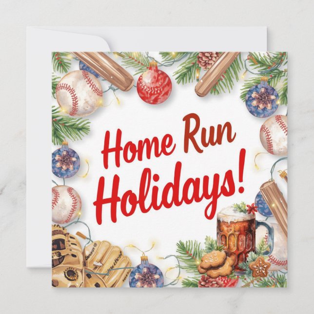 Cartes Pour Fêtes Annuelles Noël de baseball (Devant)