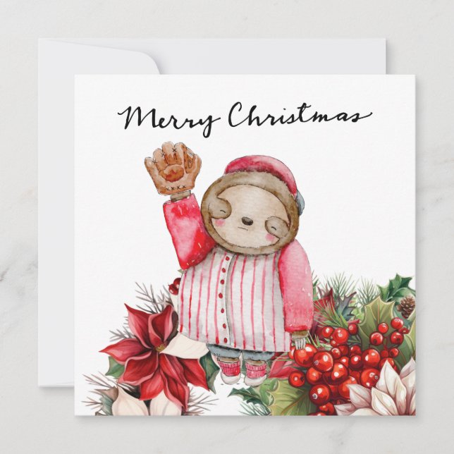 Cartes Pour Fêtes Annuelles Noël de baseball (Devant)