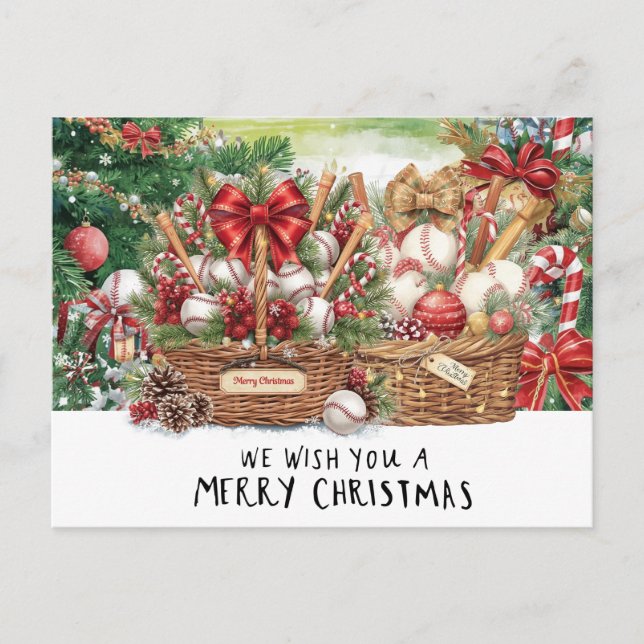 Cartes Pour Fêtes Annuelles Noël de baseball (Devant)