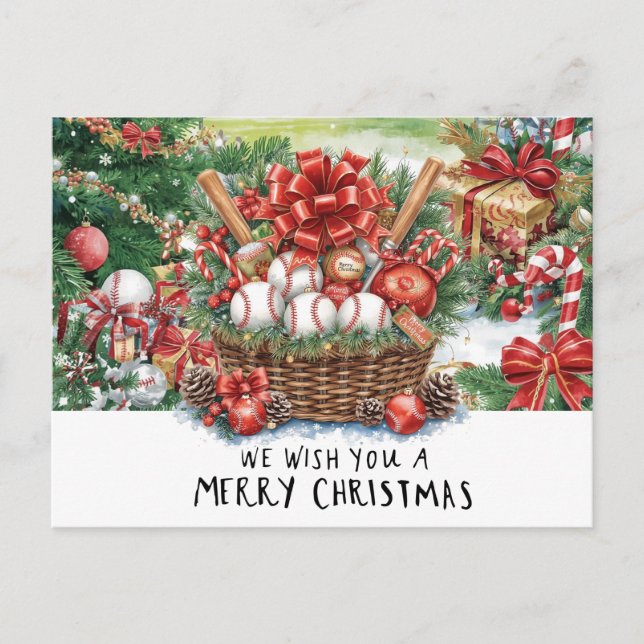 Cartes Pour Fêtes Annuelles Noël de baseball (Devant)