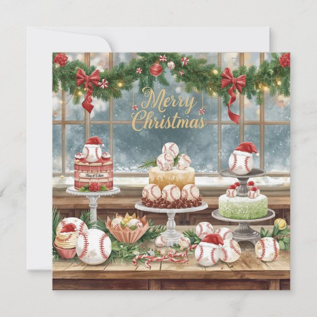 Cartes Pour Fêtes Annuelles Noël de baseball (Devant)