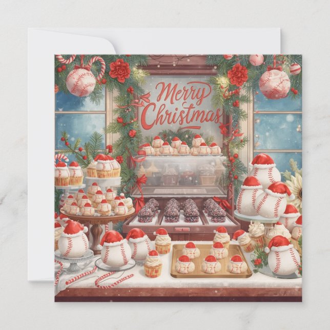 Cartes Pour Fêtes Annuelles Noël de baseball (Devant)