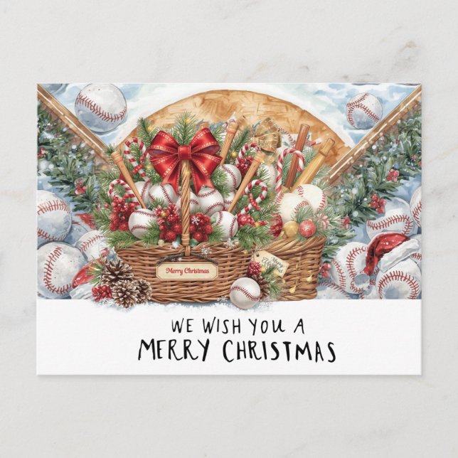 Cartes Pour Fêtes Annuelles Noël de baseball (Devant)