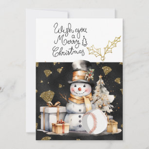 Cartes Pour Fêtes Annuelles Noël de baseball avec cadeaux et balle