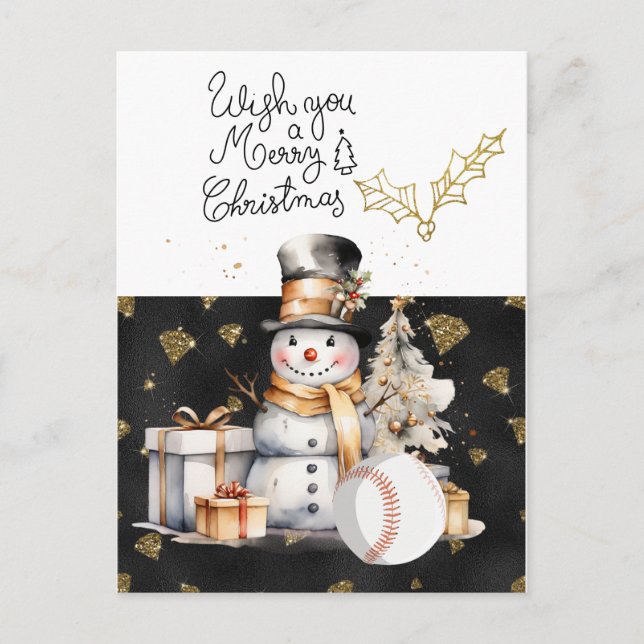 Cartes Pour Fêtes Annuelles Noël de baseball avec cadeaux et balle (Devant)