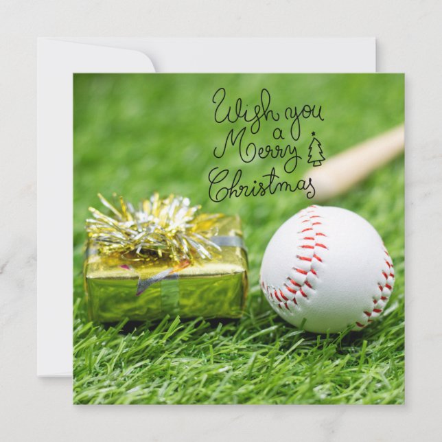 Cartes Pour Fêtes Annuelles Noël de baseball avec cadeaux et balle (Devant)