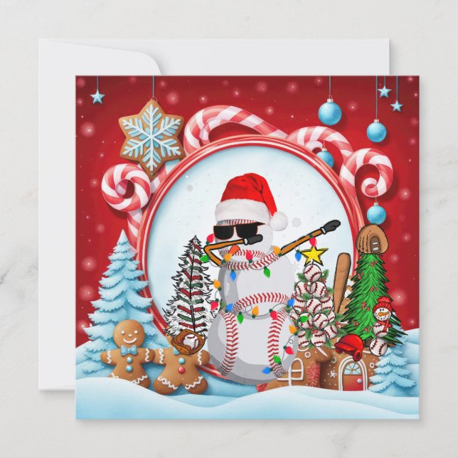 Cartes Pour Fêtes Annuelles Noël de baseball avec cadeaux et balle (Devant)