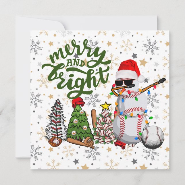 Cartes Pour Fêtes Annuelles Noël de baseball avec cadeaux et fête (Devant)