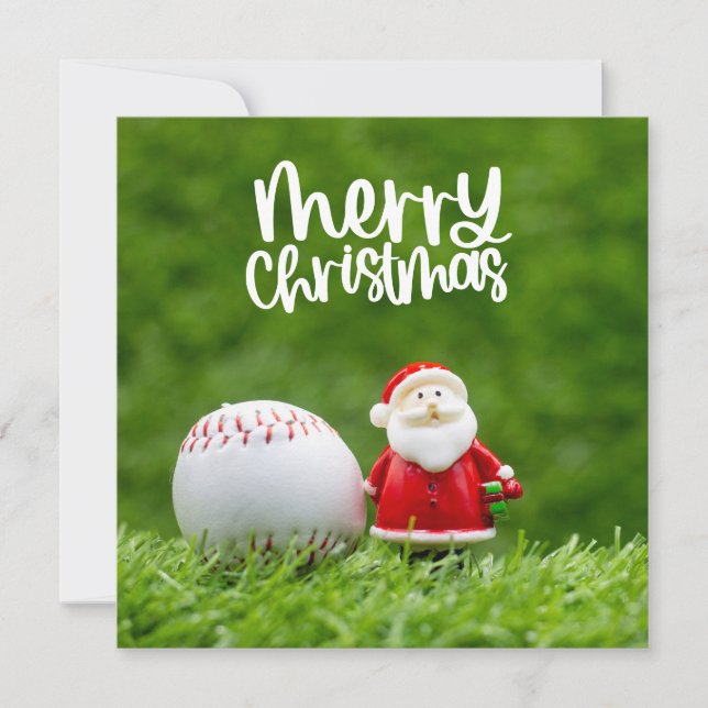 Cartes Pour Fêtes Annuelles Noël de baseball avec le Père Noël (Devant)
