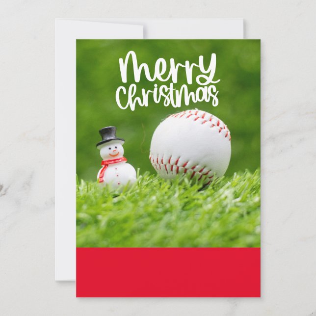 Cartes Pour Fêtes Annuelles Noël de baseball avec Snowman (Devant)