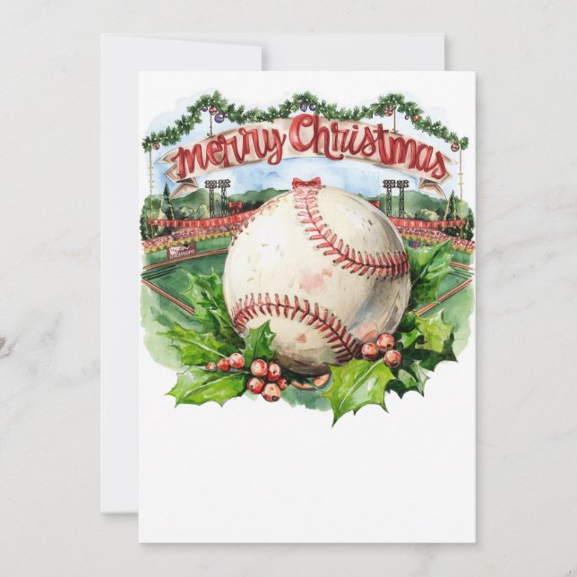 Cartes Pour Fêtes Annuelles Noel de baseball sur le thème du stade (Devant)
