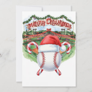 Cartes Pour Fêtes Annuelles Noel de baseball sur le thème du stade
