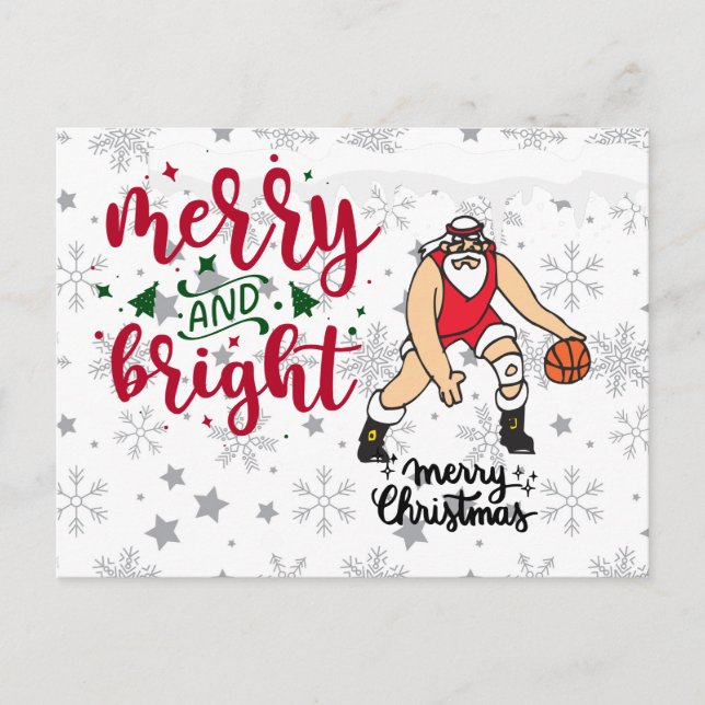 Cartes Pour Fêtes Annuelles Noël de basket-ball avec le Père Noël (Devant)