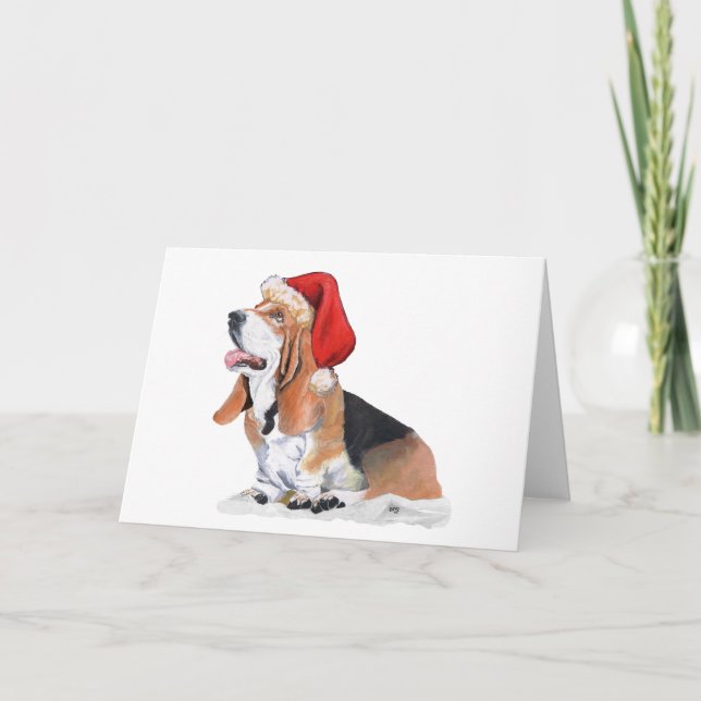 Cartes Pour Fêtes Annuelles Noël de Basset Hound (Devant)