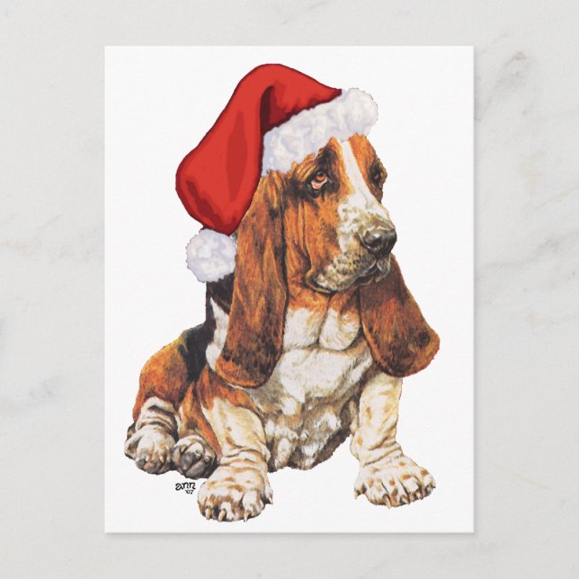 Cartes Pour Fêtes Annuelles Noël de Basset Hound (Devant)