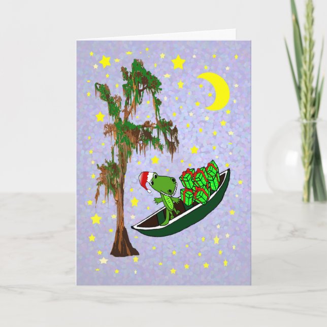 Cartes Pour Fêtes Annuelles Noël de bayou de Cajun d'alligator (Devant)